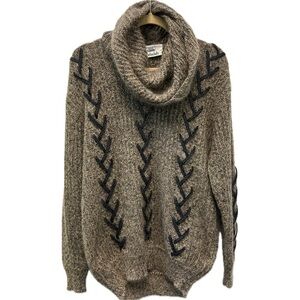 Giusi Slaviero Garfinkels Mohair Wool Blend Shimmering Cowl Neck Italian Sweater